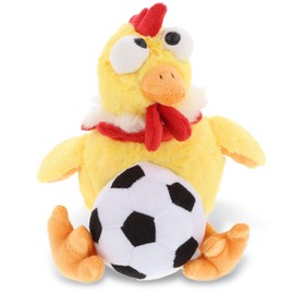 DolliBu Yellow Rooster Stuffed Animal with Soccer Ball Plush - Soft Huggable Rooster, Adorable Playtime Plush Toy, Cute Farm Life GIF for Kids and Adults - 9.5 Inch