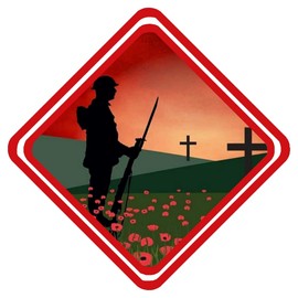 Personalisedjust4u Lest We Forget Remember Soldier Military Metal Car Window Sign, Multicolour, 15cm