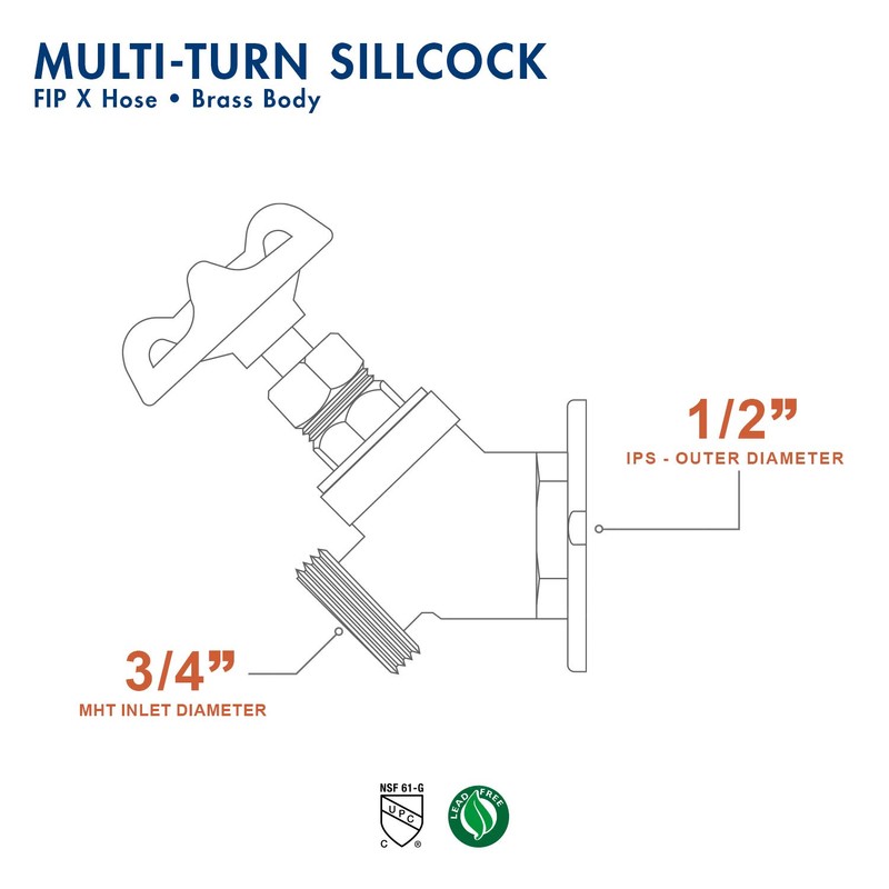 Everflow Supplies 4712-NL 1/2" No Lead Multiturn Sillcock With IPS