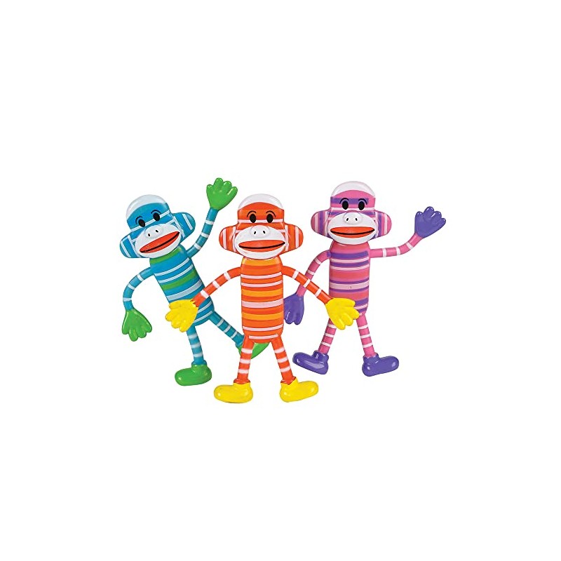 Rhode Island Novelty Bendable Sock Monkey 12-Pack (Assorted Colors)