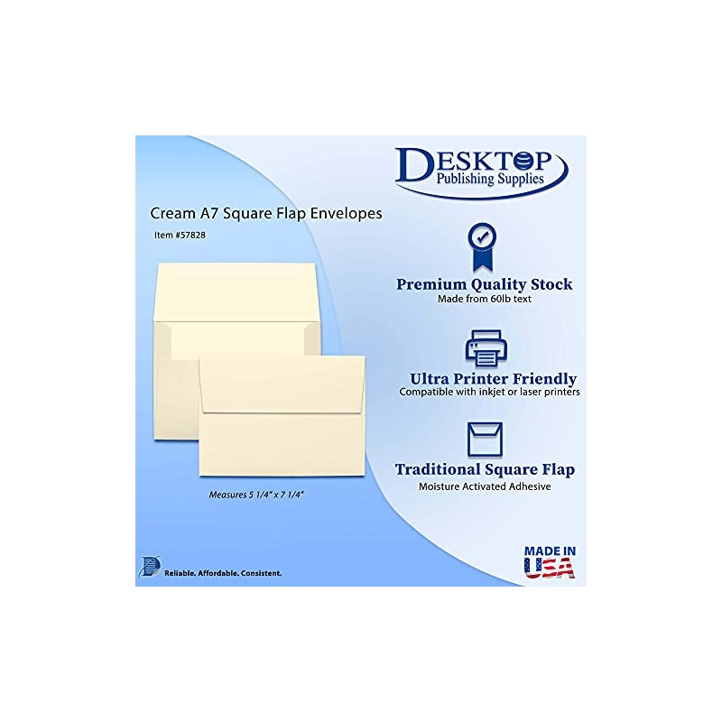 Cream/Off White A7 (5 1/4 x 7 1/4) Envelopes -