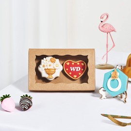 RomanticBaking 50 Pack Cookies Boxes 7" x 4 3/8" x 1 1/2"Auto-Popup Pastry Boxes Macaron Boxes Hot Chocolate Bombs Boxes Donut Boxes Brownies,Cakesicle Boxes