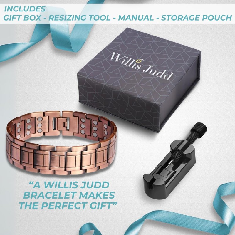 Willis Judd Mens Copper Magnetic Bracelet Extra Wide Magnetic Bracelets