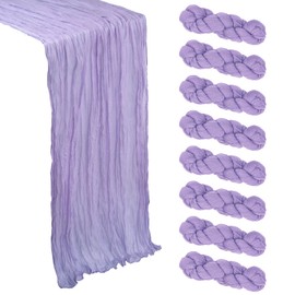 8 Pack Lilac Purple Cheesecloth Table Runner 10Ft Gauze Cheese Cloth Table Runner 120 Inch Boho Sheer Rustic Fabric for Summer Decor Bridal Baby Shower Wedding Centerpiece Home Table Decoration