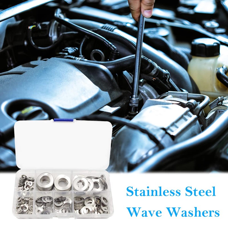 Beenlen 295 Pcs 304 Stainless Steel Spring Wave Washer Assortment