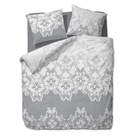 etérea Microfiber Bed Linen Emma Ornamental Silver & Turquoise, Silver, 155x220 cm + 80x80 cm