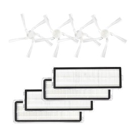 8 Pieces Replacement Side Brush Filter Kit Fits Dreame W10/Pro Robot Vacuum Parts (4 x Side Brush + 4 x Filters)
