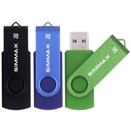 SIMMAX 32GB USB Flash Drives 3 Pack 32GB Memory Stick Swivel Design Thumb Drive USB Stick (32GB Black Blue Green)