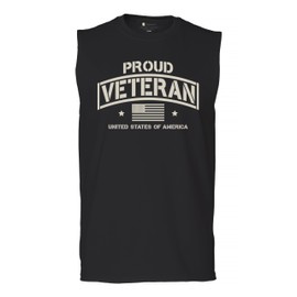 Proud Veteran Muscle Shirt Veteran's Day Military Honor US Flag Army Air Force RED Friday American Patriot Men's Black Large