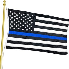WATSY - Police Flag 3' x 5' ft Embroidered Outdoor Heavy Duty Flags Durable Double Stitched UV Protected