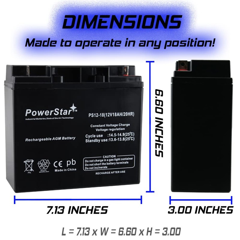 PowerStar 12V 18 Battery for Lobster Elite 2 Tennis Ball