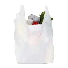 isupli 80 Pack of White Vest Carrier Heavy Duty Plastic Bags Reusable 8 x 13 x 18 Inch for Grocery, Vegetables and Super Markets