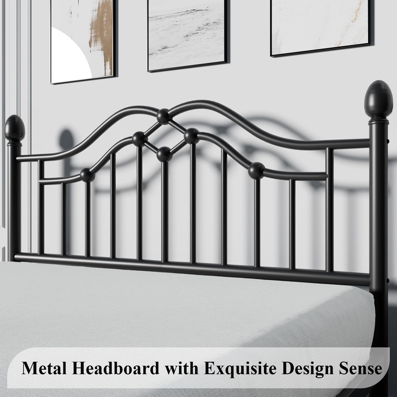 LoVinson Full Bed Frame with Headboard and Footboard, Modern Metal