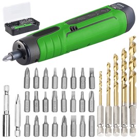 AGT Professional Cordless Drill: Cordless Screwdriver USB, 25 Bits & HSS Drill Set for Cordless Screwdriver (USB Screwdriver, Mini Electric Screwdriver)