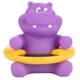 Termómetro PC + Resin Baby Time, Termómetro de baño infantil, Bañera flotante para bebé(Purple hippo)