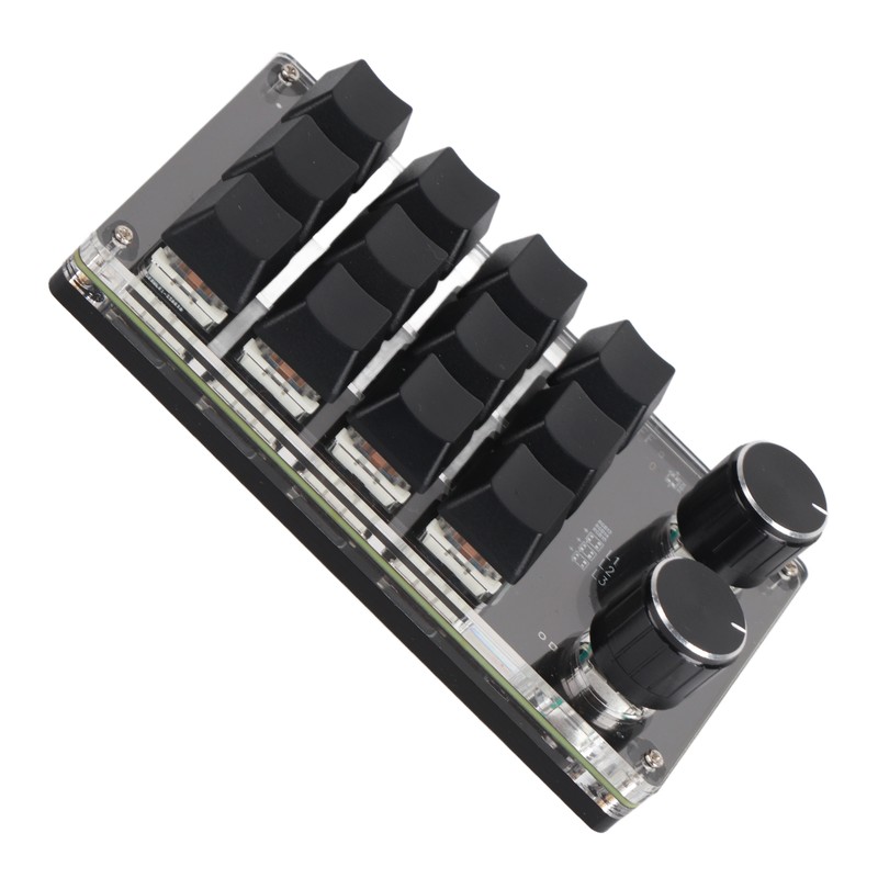 Programmable Macro Keyboard 2 Knobs Blue Switch Black 12 Keys
