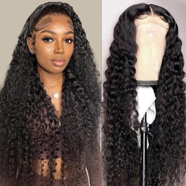 SICNPRW 13x6 Deep Wave Lace Front Wigs Human Hair Pre Plucked 10A Deep Curly Wig 200% Density HD Frontal Glueless Wigs with Baby Hair for Women 26 Inch