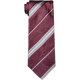 Hiroko Koshino 003254-20000-4905 04 Necktie, Chinta Patterned Stripe, Red Base, Pink, White Base, One Size Fits All, Red Base, Pink, White Base