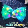 Christmas Light Up Bow Clips Xmas Hair Barrettes LED Neon