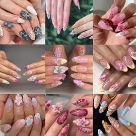 Summer Flower Nail Art Stickers Decals 5D Micro Embossed Hawaiian Flowers Nail Decals Tropical Ocean Starfish Summer Nail Stickers Lily Hibiscus Design Floral Nail Supplies for Acrylic Manicure 3Pcs