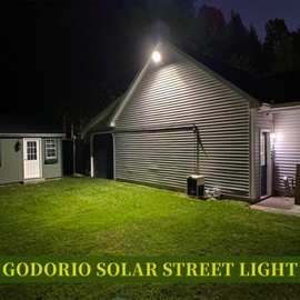 GODORIO Solar Street Lights Outdoor, 4 Pack 279 Solar Parking Lot Lights, Ip65 Waterproof Solar Security Wall Light with 3 Modes for Garden, Yard, Garage, Patio