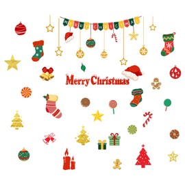 Condessacity Christmas Wall Sticker, Christmas Decoration, Sticker, Sticker, Diy, Hat, Socks, Gingerbread Man, Bell Wall Sticker, Christmas Sticker, Wall Sticker, Wall Sticker, Wall Sticker, Living