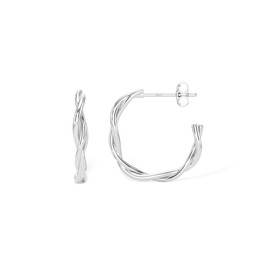 Heather Needham Silver Twisted Half Hoop Stud Earrings for Women in 925 Sterling Silver - Gift Boxed - 035