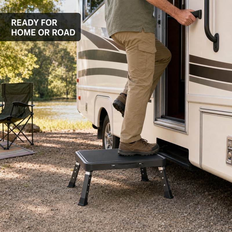 Adjustable Folding Step Stool with 3 Heights, 6.7-9 in, Non-Slip
