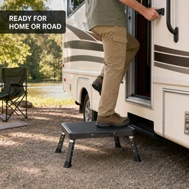 Adjustable Folding Step Stool for Home & RV, 3 Height Settings, Non-Slip Platform & Carry Handle