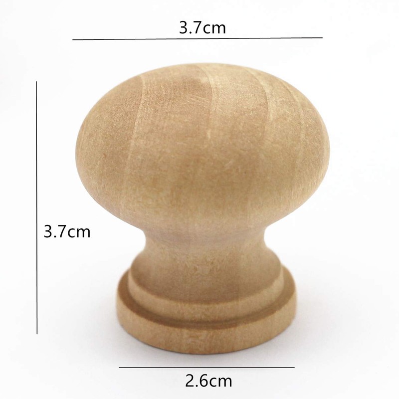 WEICHUAN 16PCS Round Unfinished Wood Cabinet Furniture Drawer Knobs Pulls