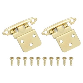 sourcing map 2 Pack Self Closing Cabinet Hinges, 3/8" Overlay Cabinet Door Hinges Inset Kitchen for Flush Mount Kitchen Door, Gold