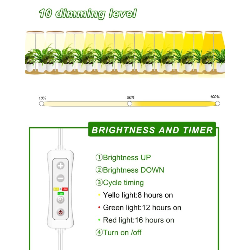 yadoker Plant Grow Light for Indoor Plant,Bamboo Mini LED Grow