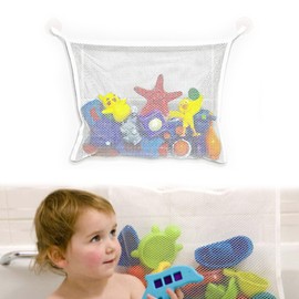 1PCS Bath Toy Storage, Bath Toy Net, Fold-Able Bath Toy Storage Net,Bath Toy Net,Bath Toy Holder,Bath Toy Tidy with 2 Suction Cups for Mesh Bath,Keep Bathtub Water Mold Free