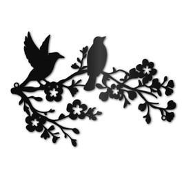 CREATCABIN Tree Branches Birds Metal Wall Decoration Minimalist Hollow Design Sculpture Wall Mounted Iron Housewarming Gifts for Living Room Bedroom Office Garden Farmhouse Country Theme 11.8x8.7in