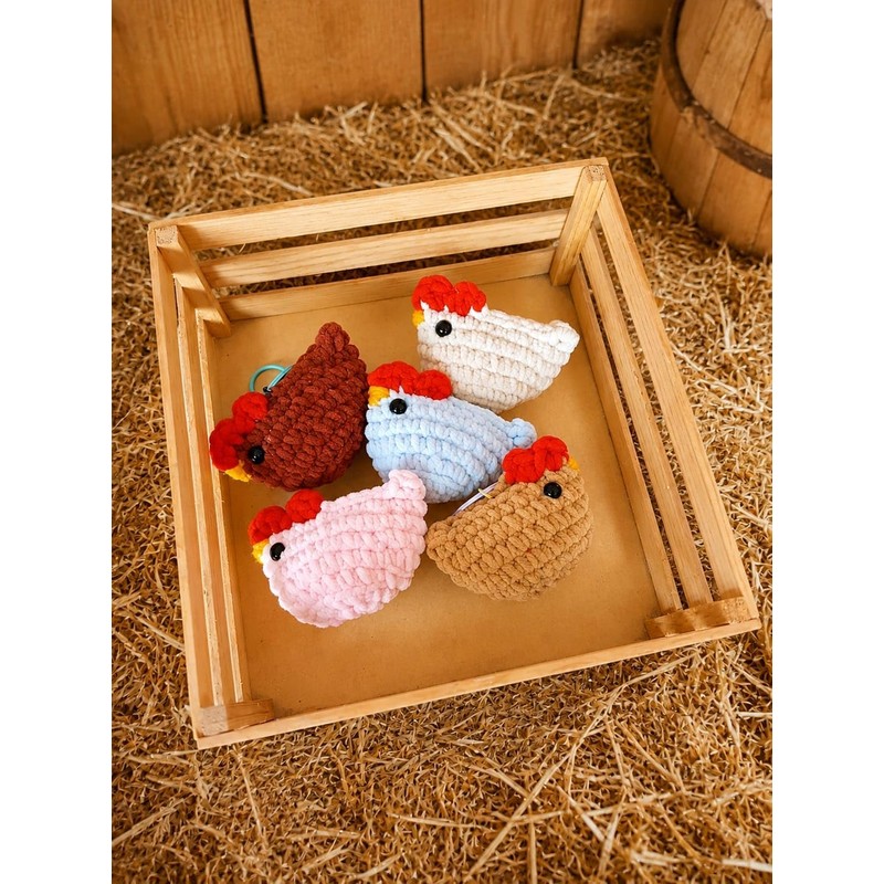 Genérico Pareja de Llaveros Gallinitas a Crochet - Amigurum Tejido