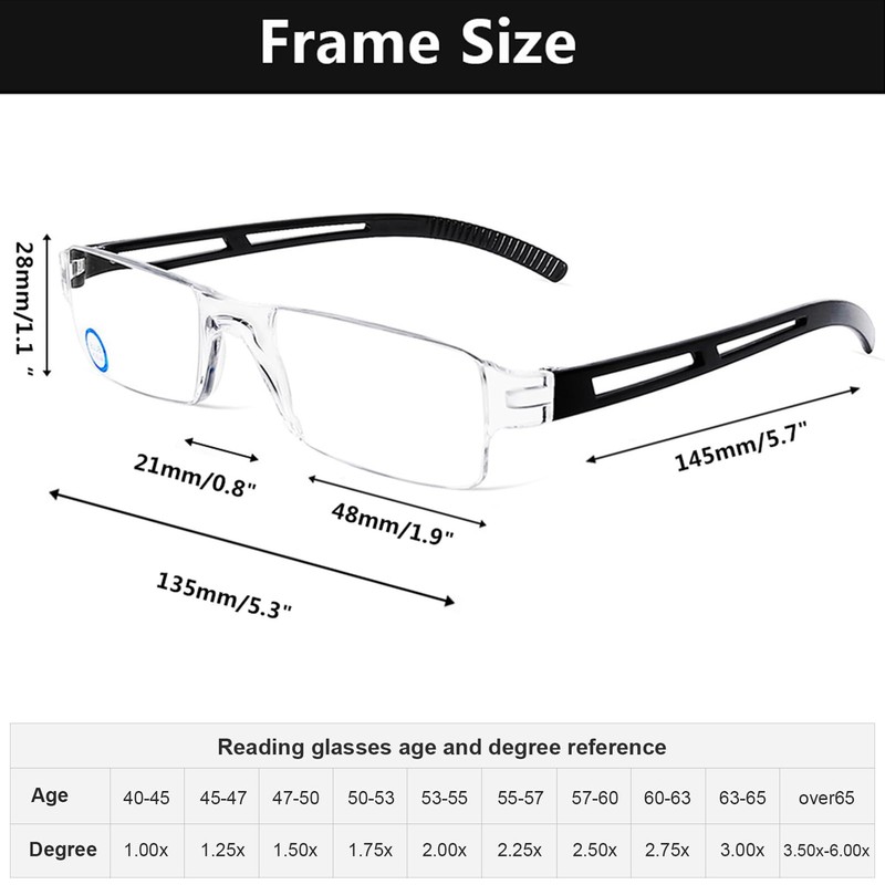 AQWANO Clear Frame Reading Glasses, 5 Pack Frameless Readers Computer