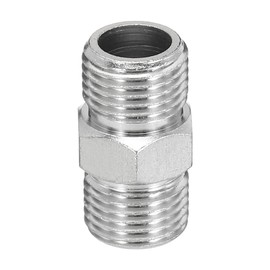 PATIKIL 1/8-1/8 Conversion Adapter Thread Fitting Airbrush Fitting Air Hose Adapter 1/8" BSP Male to 1/8" BSP Male Fitting Metal for Air Compressor