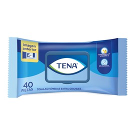 TENA Toallas Húmedas Tena Toallas Húmedas Para Incontinencia, Extra Grandes; 40 Piezas, color, 40 count, pack of/paquete de