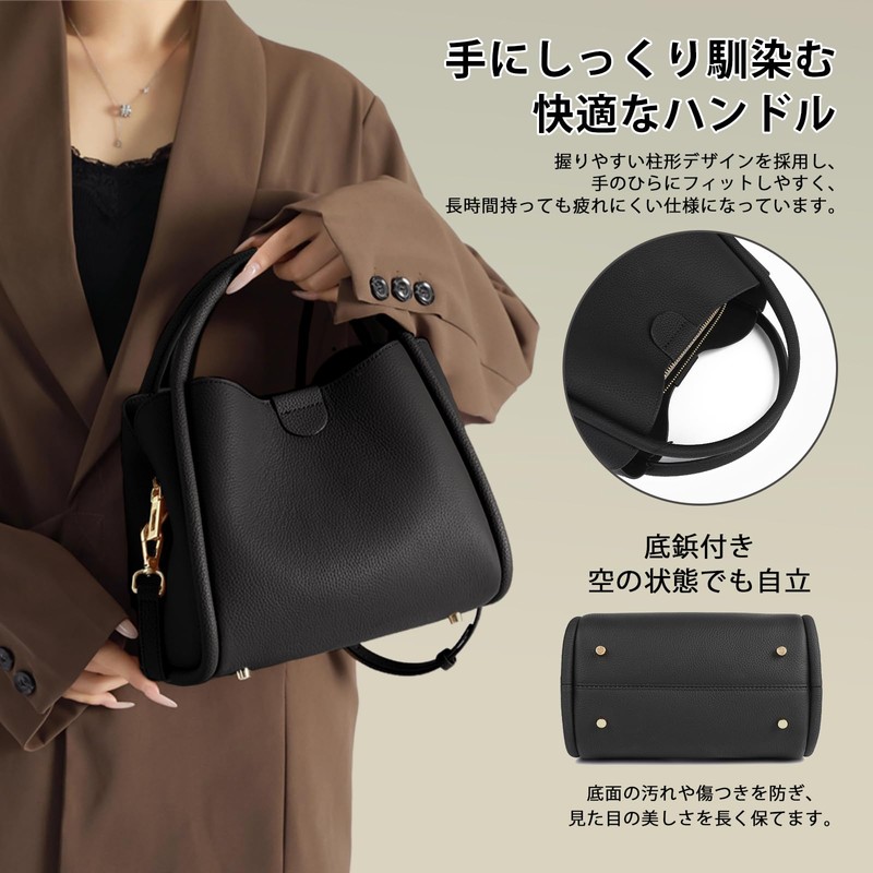 imeetu Women's Shoulder Bag, Premium Genuine Leather, 3-Way Handbag, 3-Compartment