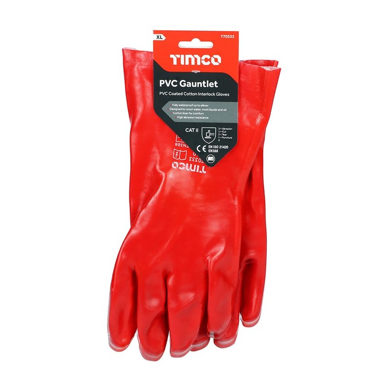 Timco - PVC Gauntlets - PVC Coated Cotton Interlock (Size
