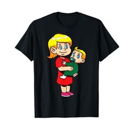 Cartoon Girl With Baby Cute Characters For Kids T-Shirt