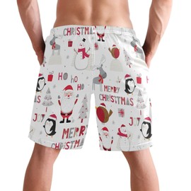visesunny Cute Christmas Character Summer Men's Swim Trunks Quick Dry Bathing Suits Beach Holiday Party Swim Shorts