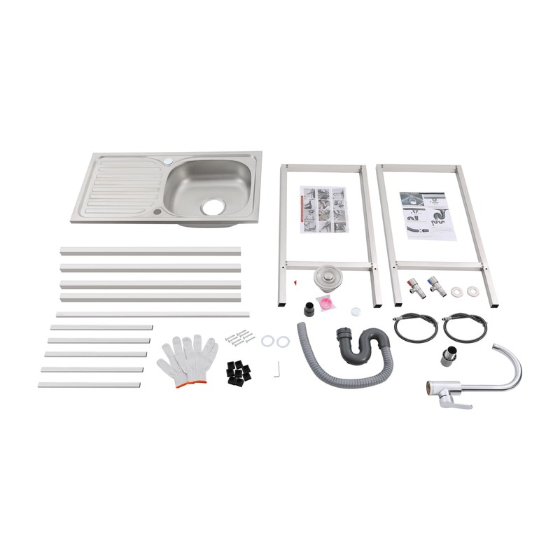 Stainless Steel Outdoor Sink with Hose Hook Up, Freestanding Single