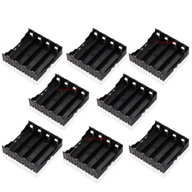 Ltvystore 18650 Battery Case Holder, 8 Pcs 4 Slots x 3.7V DIY Battery Storage Box, in Parallel Black Plastic Batteries Case with Pin for 4 x 18650