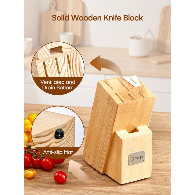 Knife Set, D.Perlla 7 Pieces Kitchen Knife Set with Built-in