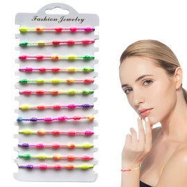 XOXVURI Pack of 12 Girls' Friendship Bracelets, Children's Adjustable Bracelets, Cute Bracelet for Girls and Women, Rope