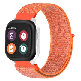 MHunter Nylon Watch Band Compatible with Gizmo Watch 3 2 1/ Gabb Watch 3 2 1/ SyncUP Watch, 20mm Soft Breathable Sport Hook Loop Replacement Smartwatch Bands Strap (Orange)