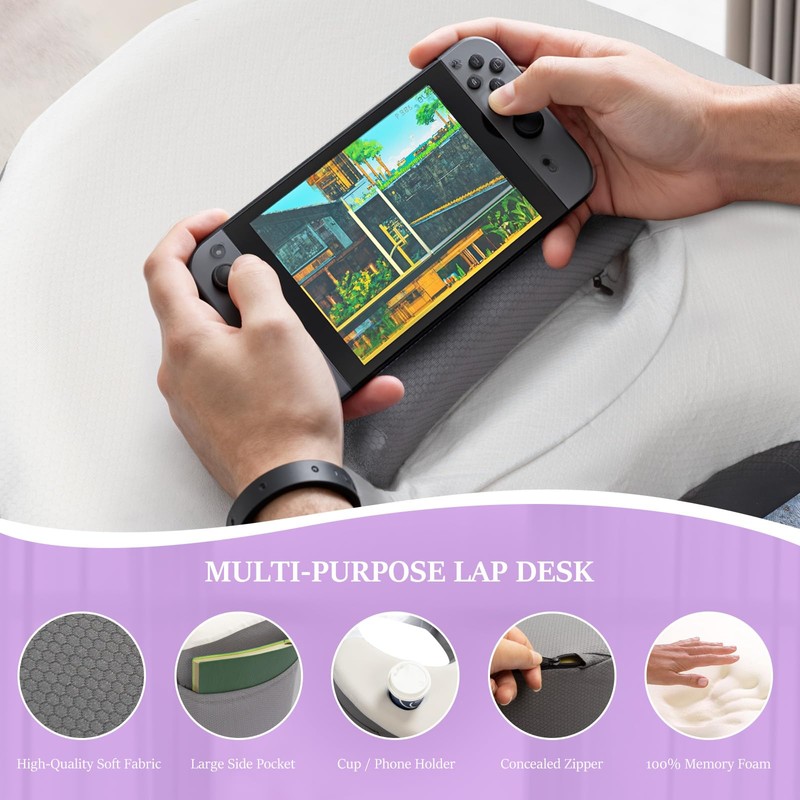 Ergonomic Lap Desk Pillow with Cooling Memory Foam – Gaming