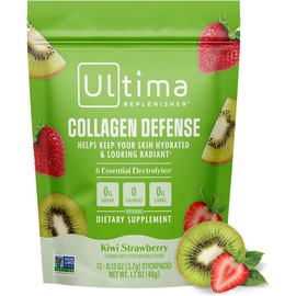 Ultima Replenisher Suplemento de Colágeno y Electrolitos en Polvo - Kiwi y Fresa, 13 Sobres - Sobres de Hidratación con Dermaval y Biotina que Mantienen Tu Piel Hidratada