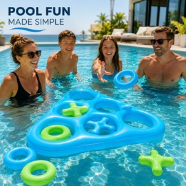 Inflatable Pool Toss Game Set for Family Fun – Floating Triangle Tic Tac Toe Water Toy for Pool & Beach